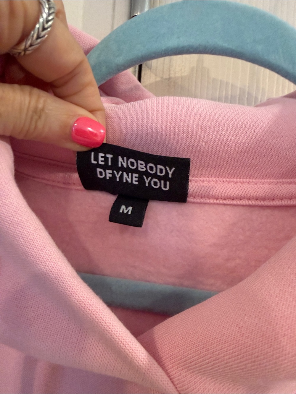 Defyne Women's Crewneck Hoodie in Soft Pink - Picture 3 of 4